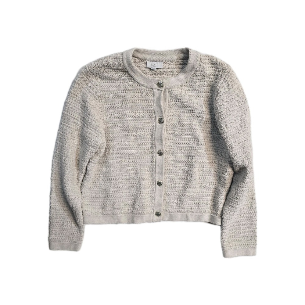 Loft Women's Button Up Cardigan Knit Beige  XL NWT